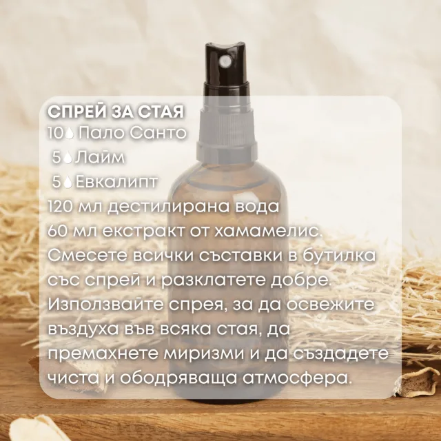 Етерично масло Пало Санто спрей за стая